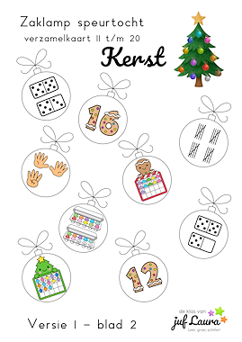 Lesmateriaal Kerst - Zaklampspel - Getalbeelden 11 t/m 20 van auteur De klas van juf Laura slide 2