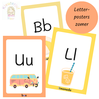 Lesmateriaal Letter posters alfabet thema zomer van auteur Kleuterjuf_floor