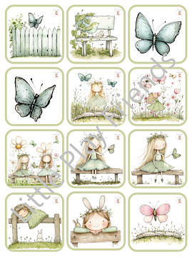 Lesmateriaal Schattige memory - meisje in de tuin - lente en zomer van auteur Little Play Friends slide 2