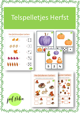 Lesmateriaal Telspelletjes Herfst van auteur Juf Nika slide 1