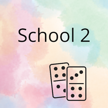 Lesmateriaal AN - de school (deel 2) - spel 3: domino/leesrups van auteur Peggy Van Rompaey