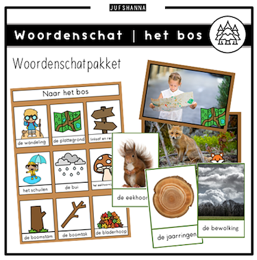 Lesmateriaal Thema bos | Woordenschatpakket van auteur Juf Shanna slide 1