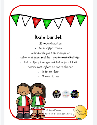 Lesmateriaal Italië bundel met taal en rekenen  van auteur JufJoyceKuenen slide 2