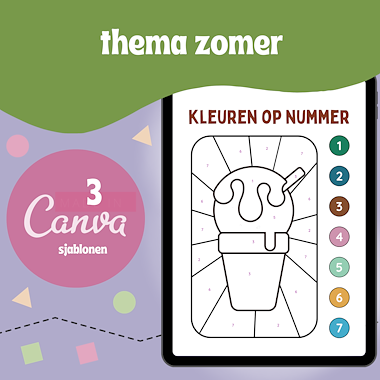 Lesmateriaal thema zomer - peuters en kleuters - kleuren op nummer van auteur Kelly Meeus slide 2