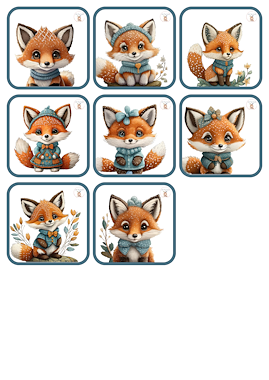 Lesmateriaal Memory: schattige vosjes van auteur Little Play Friends slide 3
