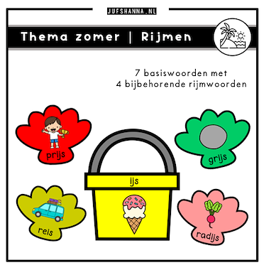 Lesmateriaal Thema zomer | Rijmen met schelpen van auteur Juf Shanna