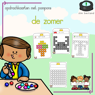 Lesmateriaal opdrachtkaarten met pompons: de zomer van auteur katrotje slide 1