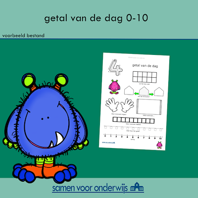 Lesmateriaal getal van de dag 0-10 van auteur samen voor onderwijs