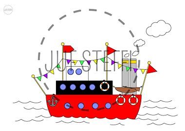 Lesmateriaal Beeldverhaal (prenten) - Zie Ginds komt de stoomboot van auteur Juf Steffi slide 4