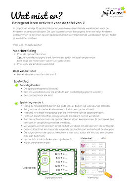 Lesmateriaal Bewegend leren - Wat mist er? - Tafel van 7 van auteur De klas van juf Laura slide 4