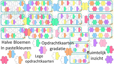 Lesmateriaal bloemenspel met opdrachtkaarten en bloemen in 2 kleuren van auteur Little Play Friends slide 3
