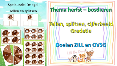 Lesmateriaal tel- en splitsspel: de egel - herfst van auteur Little Play Friends slide 1