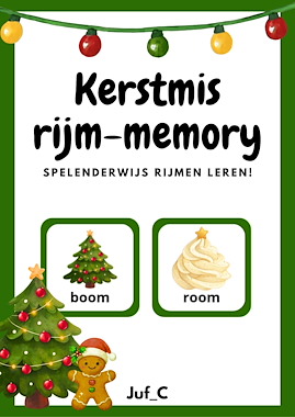 Lesmateriaal Kerst Rijm Memory – Spelend Leren met Woorden van auteur Juf_C slide 1