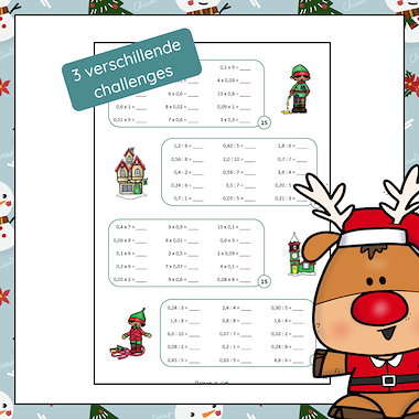 Lesmateriaal rekenchallenge Kerst maal en deel van auteur Raket en Co slide 3