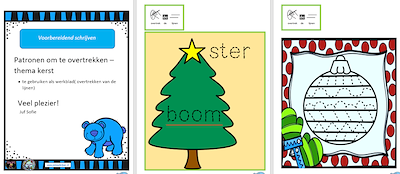 Lesmateriaal schrijfpatroon - thema kerst  van auteur Juf Sofie