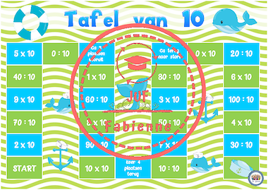Lesmateriaal Tafel van 10 - Spelbord - Walvis. van auteur Juf_Fabienne