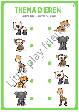 Lesmateriaal Verbind dezelfde figuren met elkaar thema dieren van auteur Little Play Friends slide 2