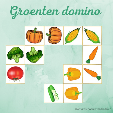 Lesmateriaal Mijn eigen moestuin - groenten domino van auteur Nanny Melissa