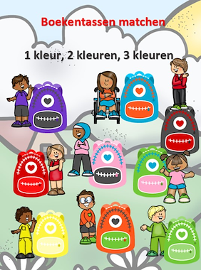 Lesmateriaal Gekleurde boekentasjes sorteren van auteur Little Play Friends