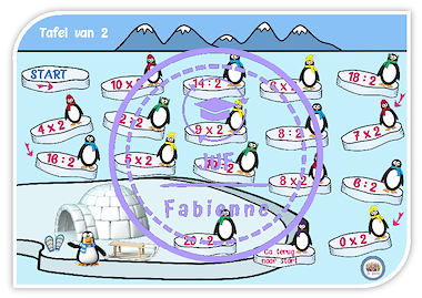 Lesmateriaal Tafel van 2 - Spelbord - Pinguïns. van auteur Juf_Fabienne