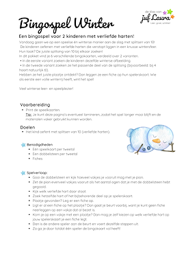 Lesmateriaal Winter - Bingospel voor 2 - Verliefde harten van auteur De klas van juf Laura slide 4