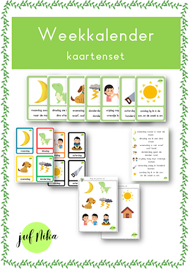 Lesmateriaal Weekkalender kaartenset van auteur Juf Nika