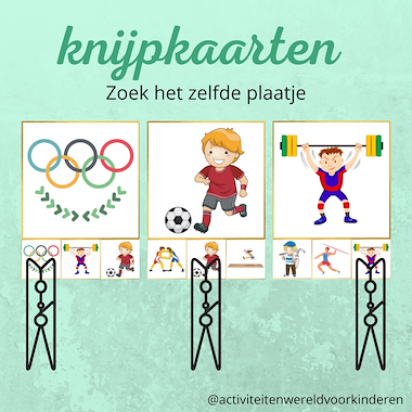 Lesmateriaal Olympische Zomerspelen - knijpkaarten zelfde plaatje van auteur Nanny Melissa
