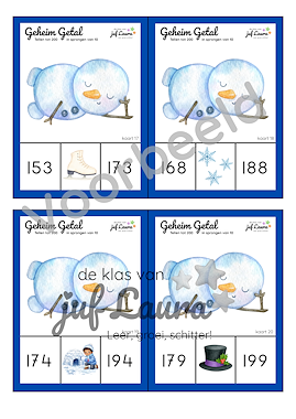 Lesmateriaal Winter - Geheim Getal - Tellen tot 200 in sprongen van 10 van auteur De klas van juf Laura slide 2