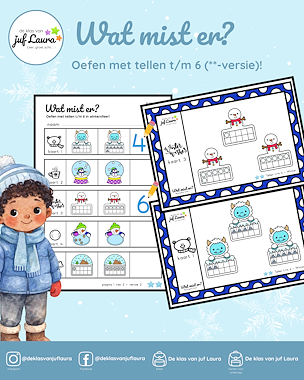 Lesmateriaal Winter - Wat mist er? - Tellen t/m 6 (**) van auteur De klas van juf Laura