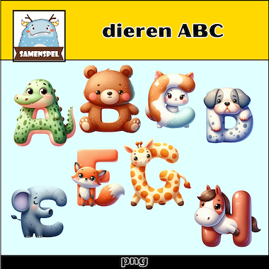 Lesmateriaal clipart dieren ABC van auteur Samenspel