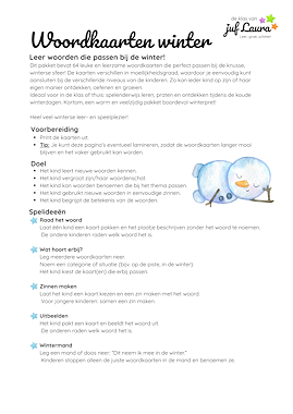 Lesmateriaal Winter - Woordkaarten van auteur De klas van juf Laura slide 4