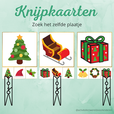 Lesmateriaal kerst - knijpkaarten zelfde plaatje van auteur Nanny Melissa slide 1