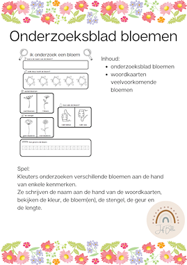 Lesmateriaal Onderzoeken van bloemen van auteur Juf Billie slide 1