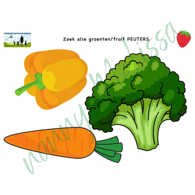 Lesmateriaal Thema eten - Zoek en sorteer het groenten/fruit PEUTERS van auteur Nanny Melissa slide 4