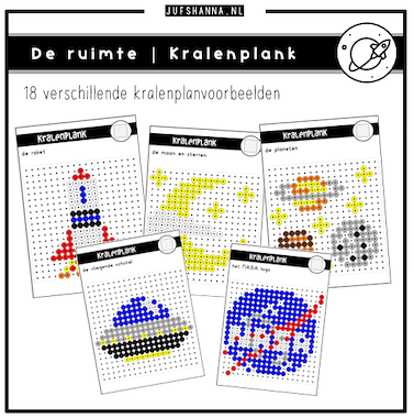 Lesmateriaal Thema de ruimte | Kralenplankvoorbeelden van auteur Juf Shanna