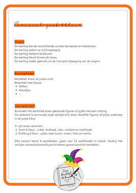 Lesmateriaal Carnaval zoek & kleur (vormen en richtingen) van auteur Van krabbel tot krul slide 3