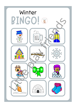 Lesmateriaal Bingo - lotto: thema winter van auteur Little Play Friends slide 2