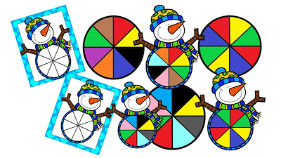 Lesmateriaal wiskundig spel met kleuren, de sneeuwmannen van auteur Little Play Friends slide 2