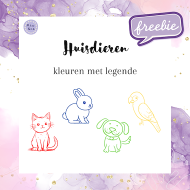 Lesmateriaal Freebie Huisdieren - kleuren op code van auteur MiaenCo slide 1