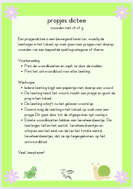Lesmateriaal propjesdictee woorden met ch of g van auteur Juf Kitty B slide 2