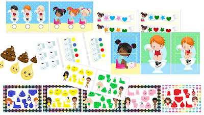 Lesmateriaal bundel op het potje / toilet of thema hygiëne van auteur Little Play Friends