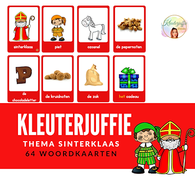 Lesmateriaal Kleuterjuffie, woordkaarten thema Sinterklaas van auteur Kleuterjuffie