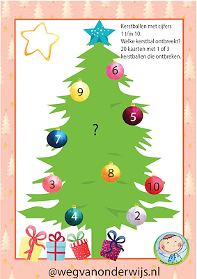 Lesmateriaal Kerstboom met kerstballen 1 t/m 10 van auteur wegvanonderwijs slide 1