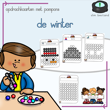 Lesmateriaal opdrachtkaaren met pompons: de winter van auteur katrotje slide 1
