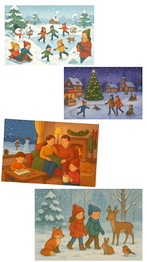 Lesmateriaal 4 Kijkplaten Winter van auteur JufkeSarah