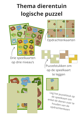lesmateriaal Thema dierentuin: logische puzzel van auteur Juf EvVa