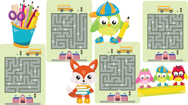 Lesmateriaal terug naar school - doolhoven van auteur Little Play Friends slide 2