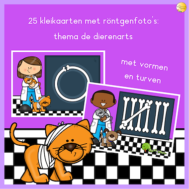 Lesmateriaal Kleikaarten röntgenfoto's: thema de dierenarts van auteur JufJoyceKuenen