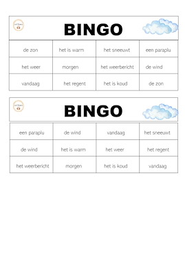 Lesmateriaal Bingo la méteo van auteur Juf Shany