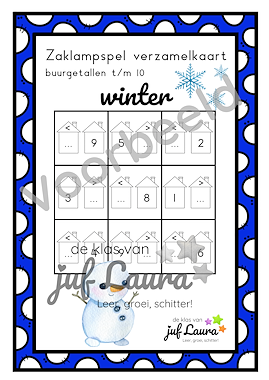 Lesmateriaal Winter - Zaklampspel - Buurgetallen t/m 10 van auteur De klas van juf Laura slide 3